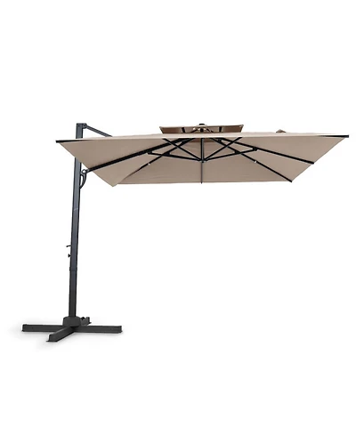 Sugift Cantilever Patio Umbrella with 360-Degree Rotation and 8 Sturdy Ribs for Backyard