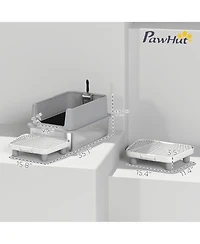 Ruie Extra Large Stainless Steel Cat Litter Box with Scoop and Pad