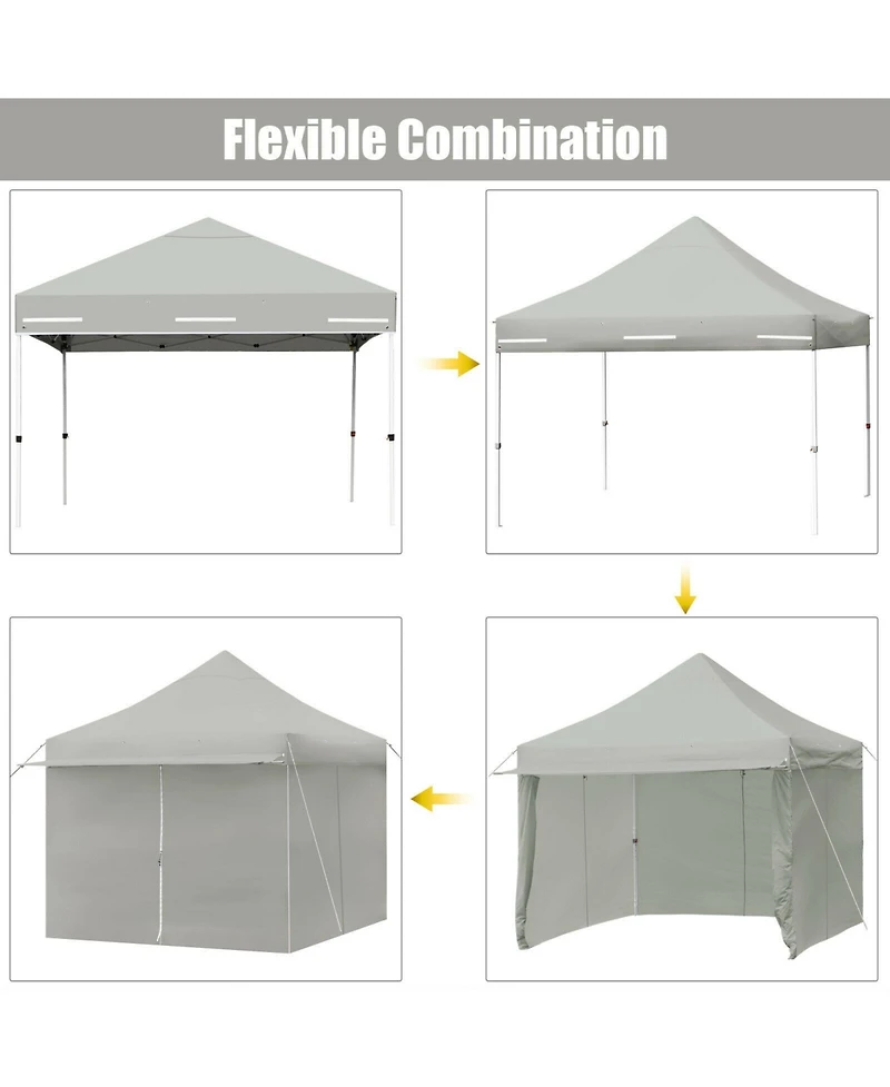 Sugift 10 x 10 Feet Pop Up Gazebo with Five Removable Zippered Sidewalls and Awning