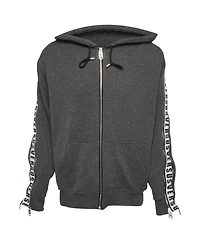 Pre-Owned Versace Men's Cotton Knit Logo Tape Zip Detail Hooded Jacket