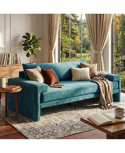 Streamdale Furniture Chenille Upholstered 3-Seater Sofa with Wide Armrests