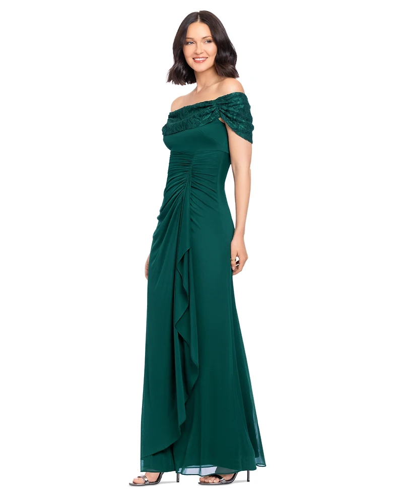 Betsy and Adam Women's Long Off-the-Shoulder Dress
