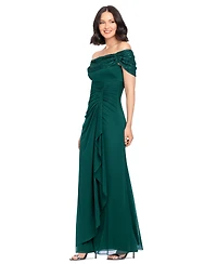 Betsy and Adam Women's Long Off-the-Shoulder Dress