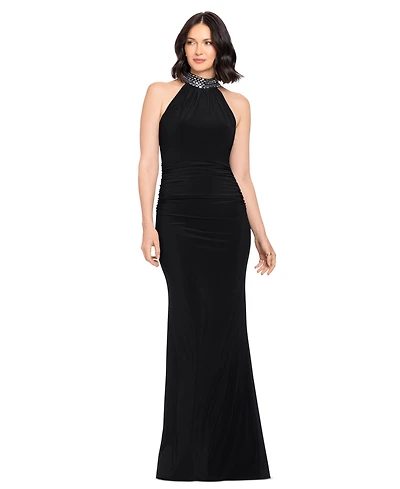 Betsy & Adam Women's Halter Neck Stud Jersey Dress