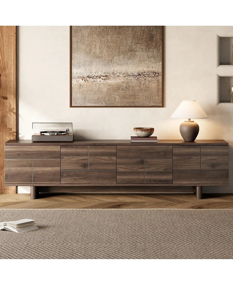 Streamdale Furniture 78" Modern Tv Stand for TVs up to 85" with Solid Wood Legs and Storage