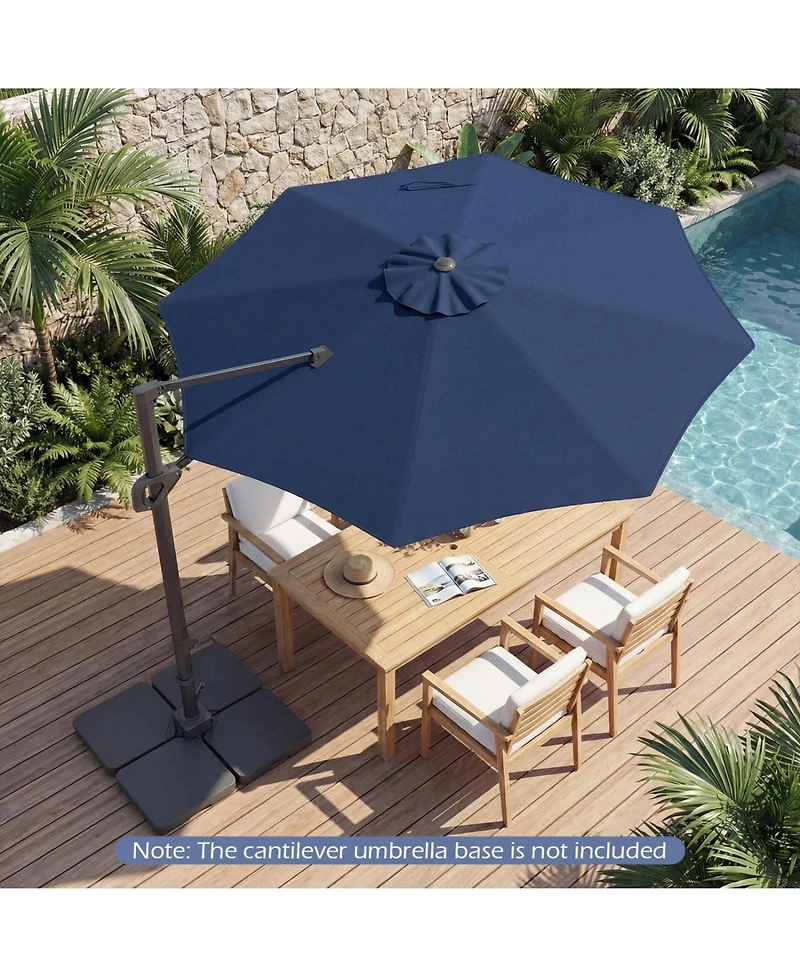Sugift 10 feet Cantilever Patio Umbrella with Easy Tilt Adjustment and Foot Pedal Rotation