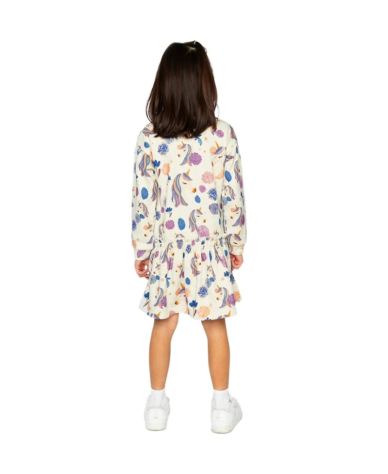 Deux par Toddler Girl (2T-5T) French Terry Dress Unicorn Print