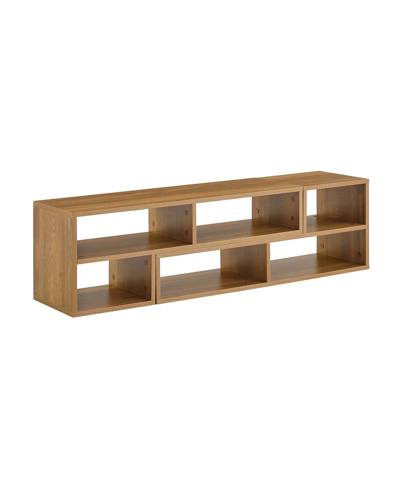 Streamdale Furniture Modular Extendable Rustic Wood Tv Stand with Open Storage