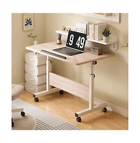 homfan Adjustable Standing Desk on Wheels, 31.5"x15.7" Foldable Laptop Table with Locking Casters