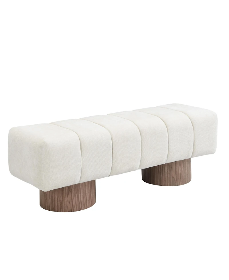Flynama Chenille Upholstered Dining Bench, Fully Assembled 300lbs Capacity