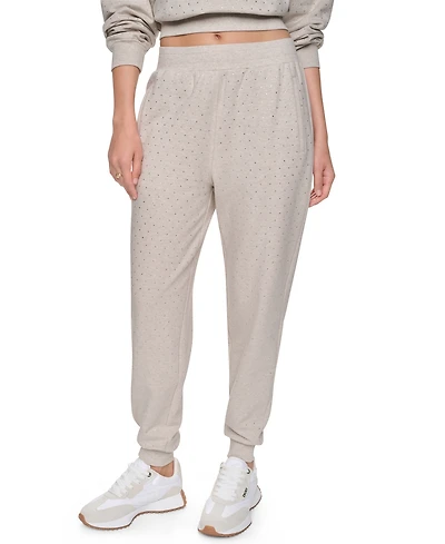Dkny Jeans Women's Rhinestone High-Rise Jogger Pants