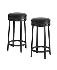 Set of 1/2/4 24 Inch Swivel Counter Height Bar Stools, Backless Round Pu Leather Seat, Strong Metal Frame Modern Chairs for Kitchen Island Home
