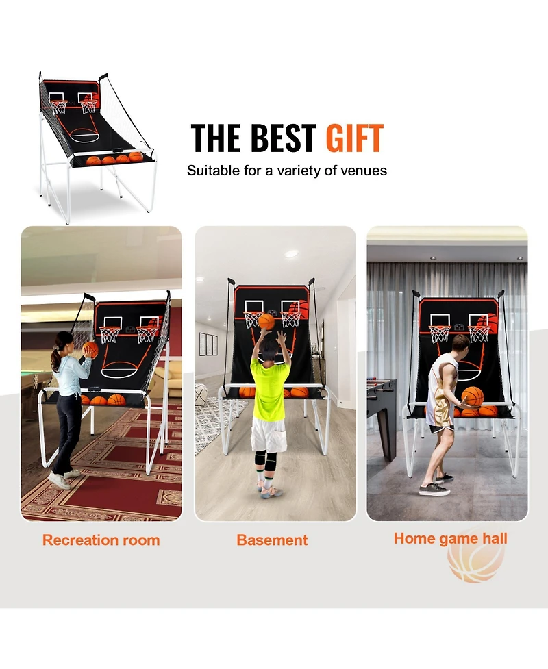 Vevor Foldable Indoor Double Basketball Arcade Game 2 Player Balls
