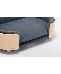 Zeny Mid Scandinavian Style Elevated Dog Bed Pet Sofa with Solid Wood legs and Bent Back, Velvet Cushion