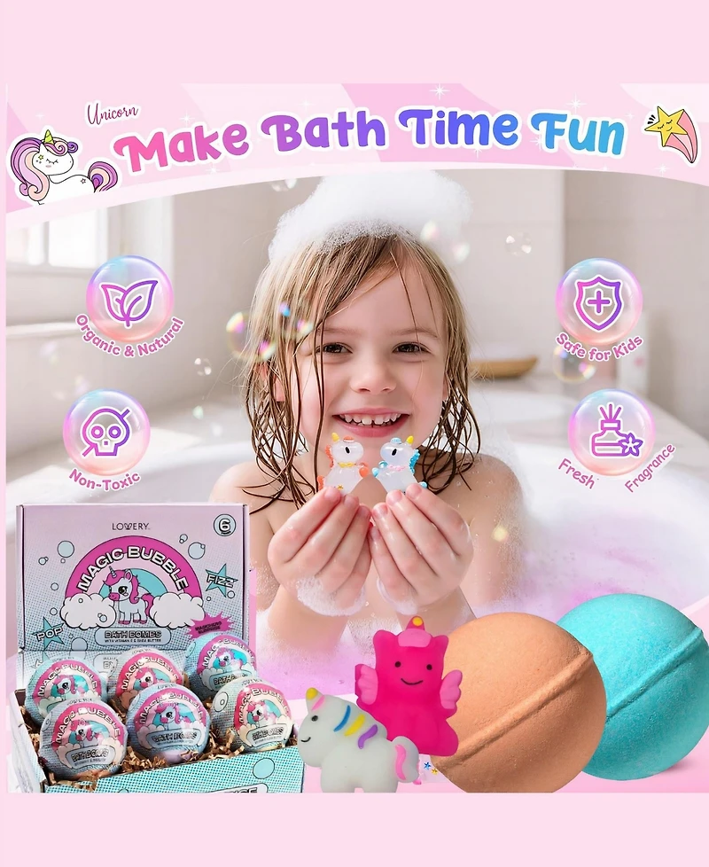 Lovery 12-Pc. Unicorn Bath Bombs Gift Set with Surprise Toy