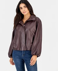 I.n.c. International Concepts Petite Faux Leather Funnel-Neck Bomber Jacket, Macy's Exclusive