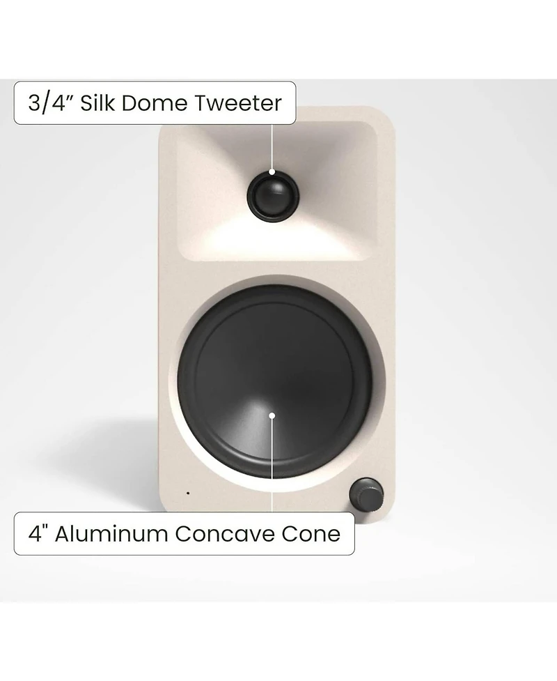 Kanto ORA4 140W Powered Reference Speakers, 4" Woofers, Bluetooth 5.0, Usb-c, Bi-Amplified, Pair, Matte Cream