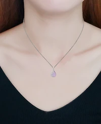 Macy's Pink Shell Inlay Fine Silver-Plated Teardrop Filagree Pendant Necklace
