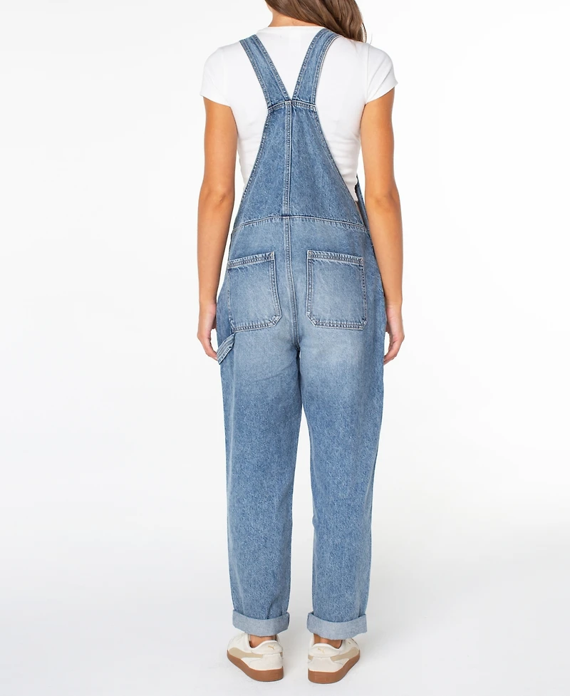 Celebrity Pink Juniors' Wide-Leg Denim Boyfriend Overalls