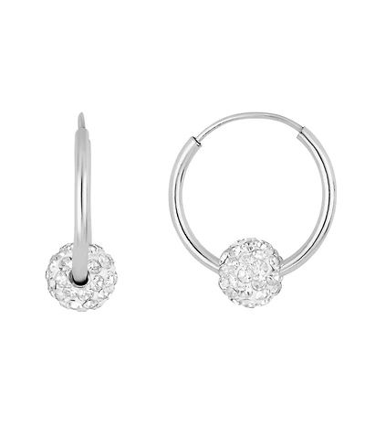 Macy's Crystal Pave 6mm Ball on 16mm Endless Hoop Earrings