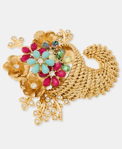 Anne Klein Stone Flower Cornucopia Pin