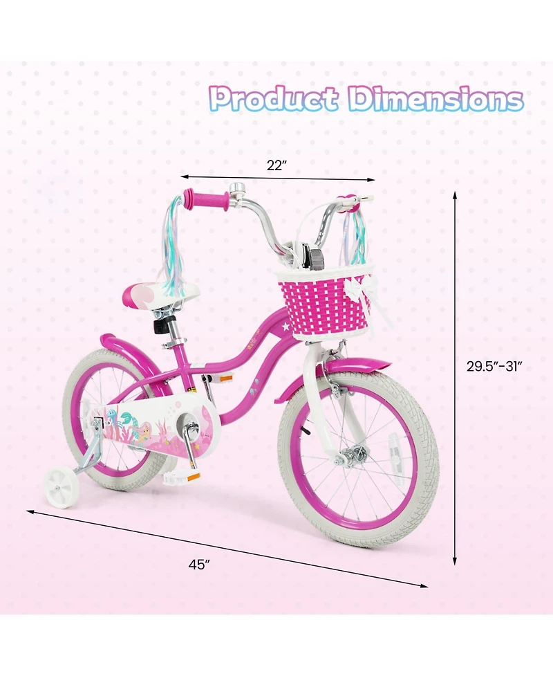 Slickblue Kids Bike with Basket and Streamers, Adjustable Riding Bicycle
