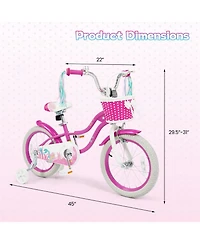 Slickblue Kids Bike with Basket and Streamers, Adjustable Riding Bicycle