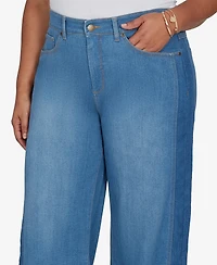 Ruby Rd. Plus Two-Tone Wide Leg Denim Jean