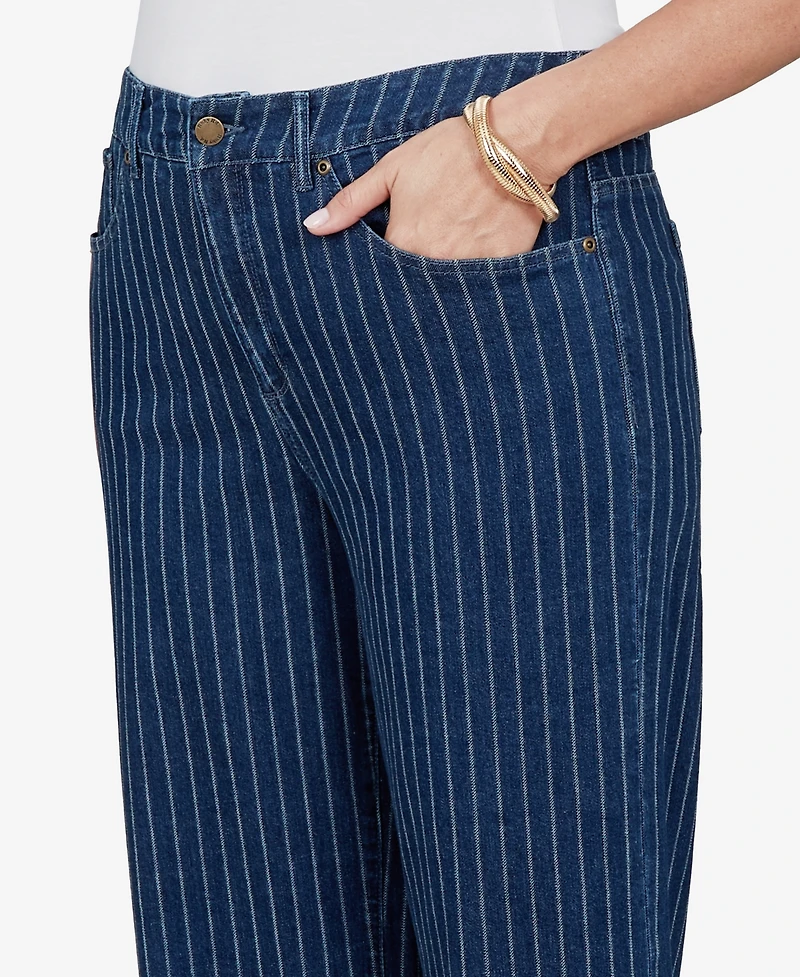 Ruby Rd. Plus Pinstripe Wide Cuff Denim Jean