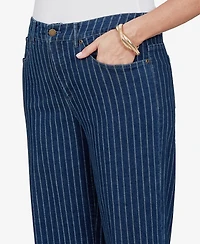 Ruby Rd. Plus Pinstripe Wide Cuff Denim Jean