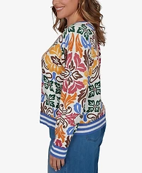 Ruby Rd. Plus Tipped Floral Lightweight Sweater