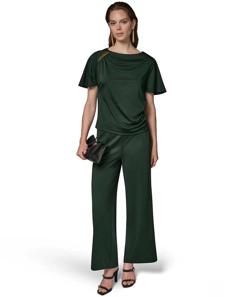 Donna Karan New York Women's Ruched Side Short-Sleeve Top