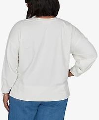 Ruby Rd. Plus Football Graphic Terry Sweatshirt