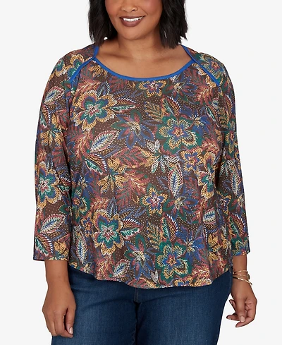 Ruby Rd. Plus Textured Floral Print Knit Top