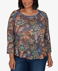 Ruby Rd. Plus Textured Floral Print Knit Top