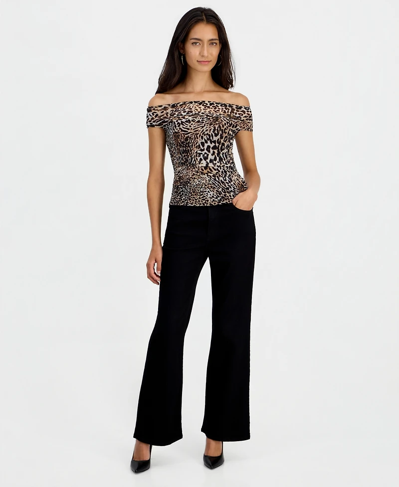 Guess Women's Zuri Leopard-Print Off-the-Shoulder Sleeveless Top