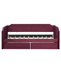 Streamdale Furniture Twin Size Velvet Upholstered Daybed with 2 Drawers