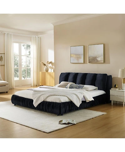 Streamdale Furniture King Size Upholstered Bed Frame with Segmented Sponge Headboard