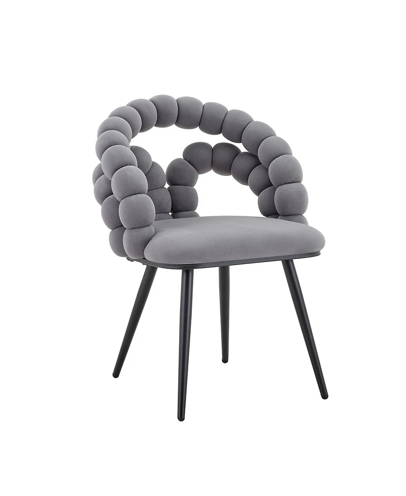 Streamdale Furniture Set of 2 Modern Velvet Bubble Dining Chairs with Metal Legs