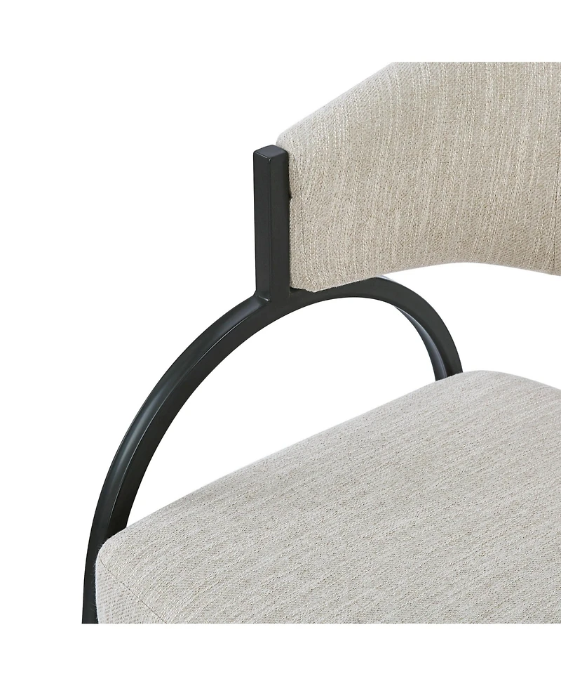 Boyel Living 2-Piece Modern Dining Chairs, Beige Upholstered Seat and Backrest, Sturdy Metal Legs, Contemporary Kitchen