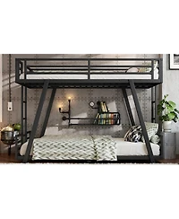 Streamdale Furniture Twin Xl over Twin Xl Metal Bunk Bed with Side Ladders