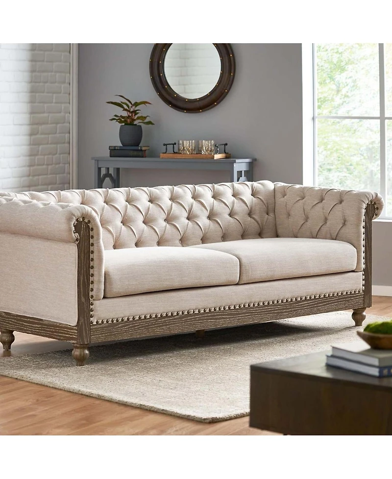Streamdale Furniture Mirod Comfy 3-Seat Sofa with Wooden Legs, Retro Style for Living Room and Study