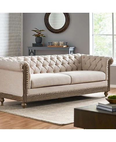 Streamdale Furniture Mirod Comfy 3-Seat Sofa with Wooden Legs, Retro Style for Living Room and Study