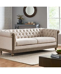 Streamdale Furniture Mirod Comfy 3-Seat Sofa with Wooden Legs, Retro Style for Living Room and Study