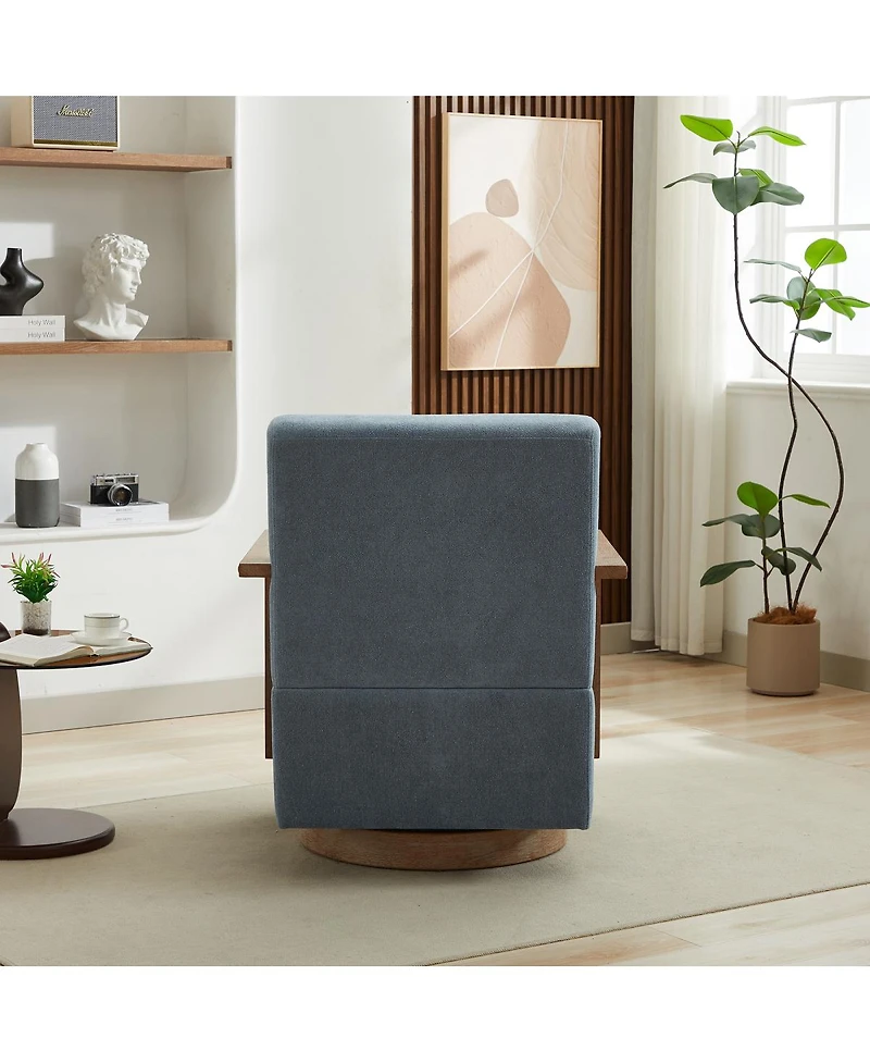 Streamdale Furniture Streamdale Modern Swivel Upholstered Accent Chair with Solid Wood Armrests, Pale Blue