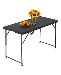 Aofar 4 Feet Folding Table Portable Plastic Carry Handle Camping Outdoor