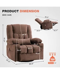 Streamdale Furniture Massage Swivel Rocker Recliner Chair with Heat, Vibration, and Usb Port