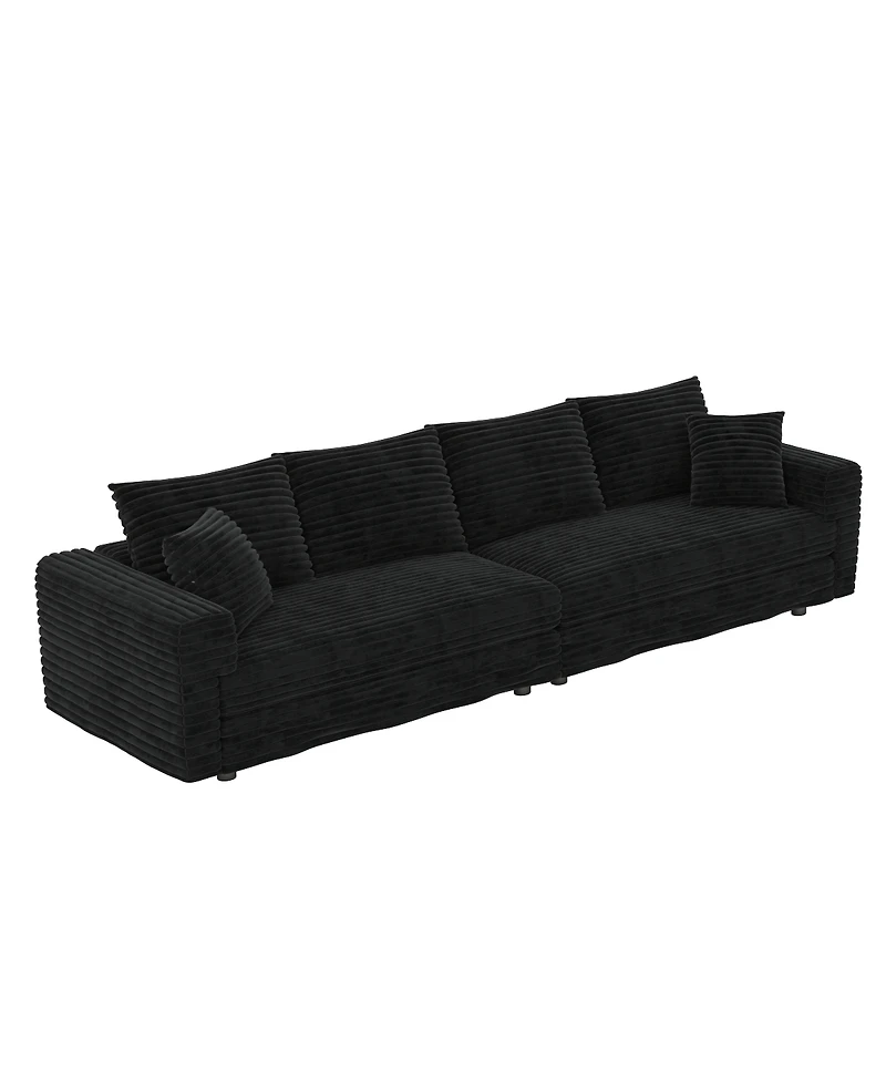Streamdale Furniture 102.4" Modern Plush Corduroy 4-Seat Cloud Sofa with Soft Pillows