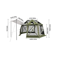 Sugift 13 x 13 feet Pop Up Gazebo Screen Tent 13 Sided Camping Canopy with Mesh Windows Carry Bag
