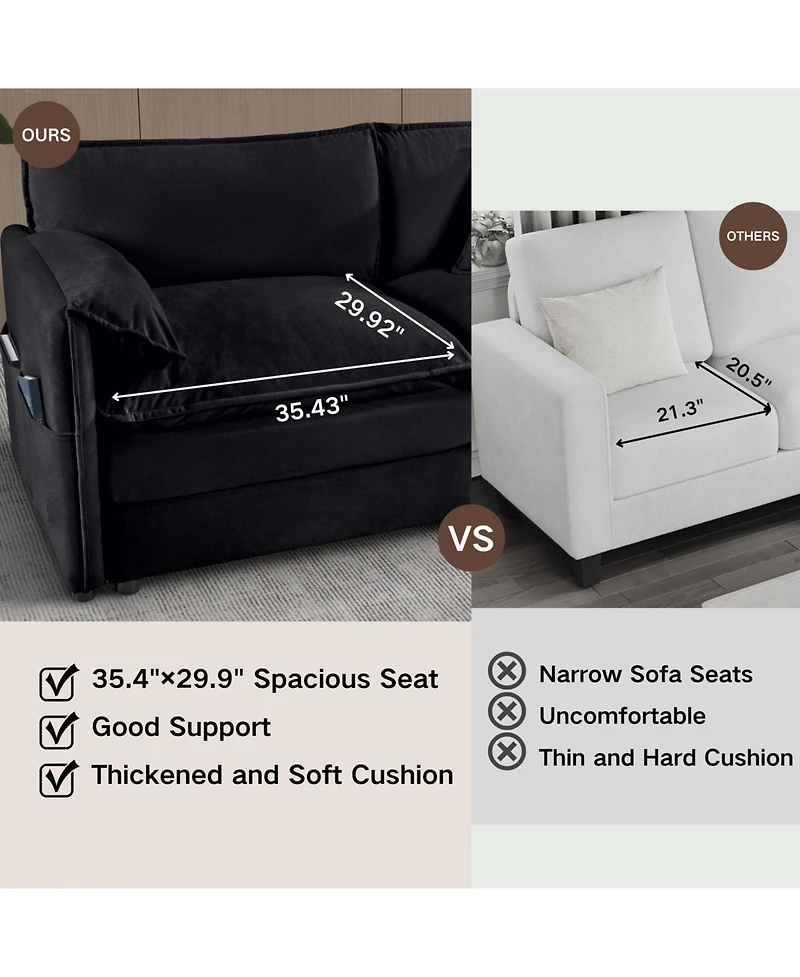 Clihome Oversized Chenille Loveseat Sofa, 2-Seater Small Cloud Couch, Modern Comfy Deep Seat Love Seat,Chenille